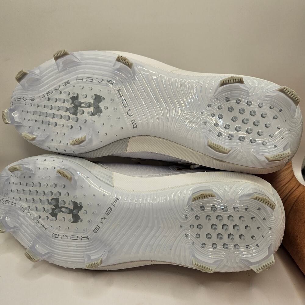 UNDER ARMOUR MEN'S 13 HARPER 9 PRO TPU CLEATS WHITE GRAY GOLD 3027444-100 NWOB - Picture 6 of 7